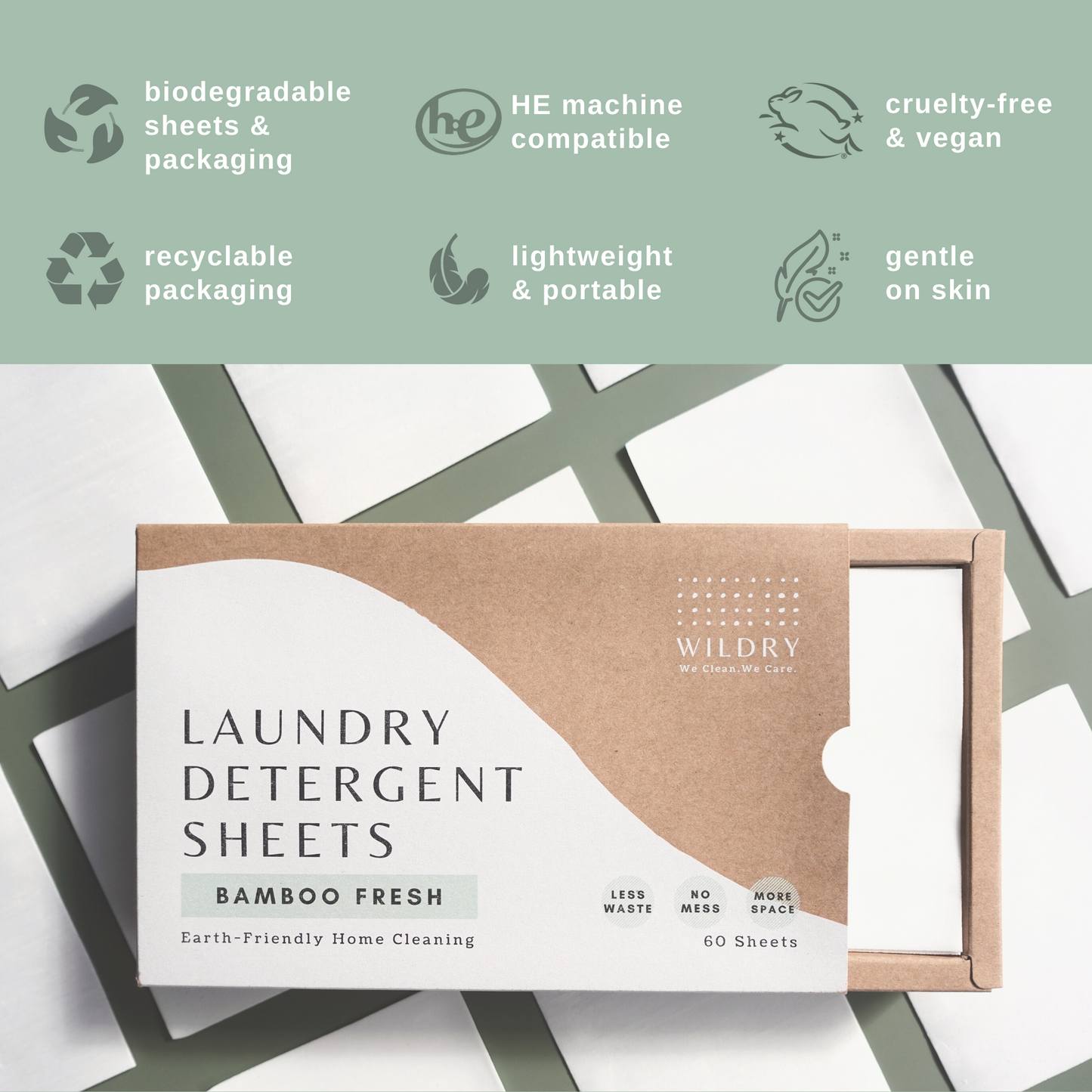WILDRY Eco-Friendly Laundry Detergent Sheets